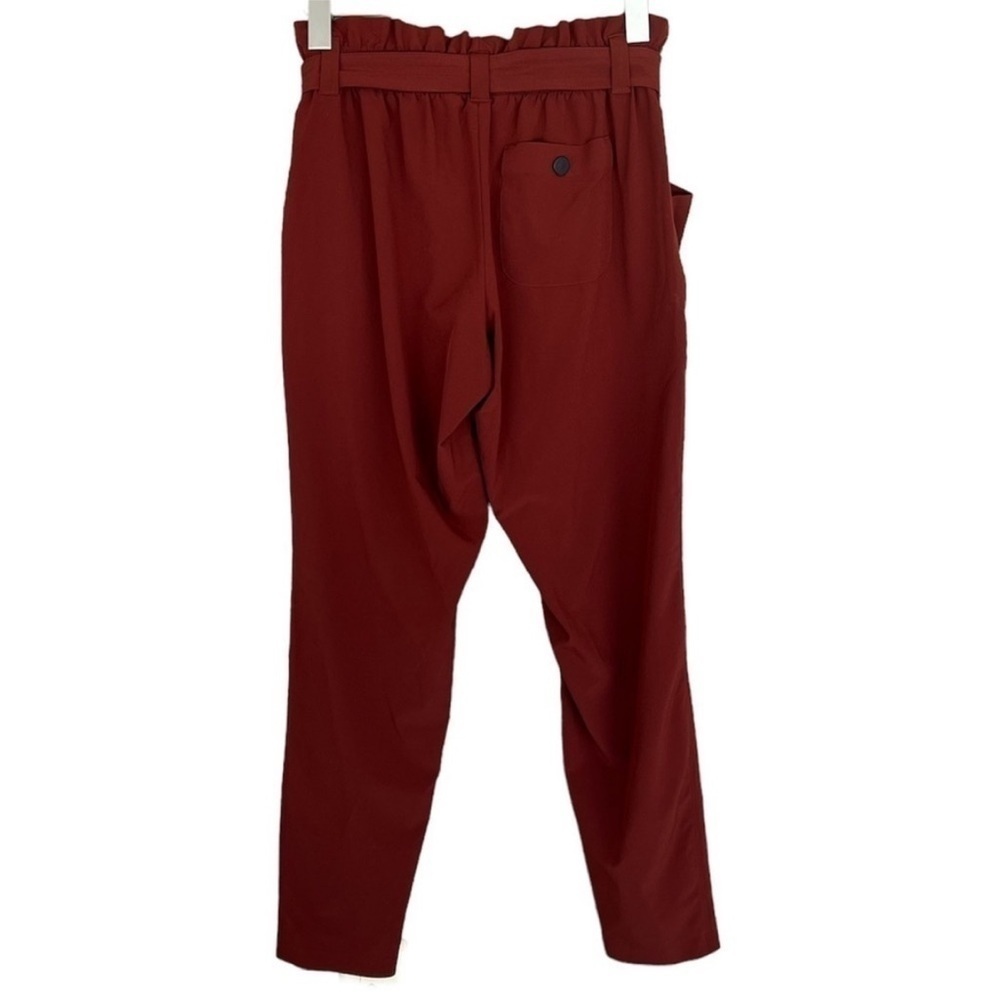 Athleta Skyline Paperbag Tie Waist Tapered Pants Rust Size 2 - Picture 3 of 13
